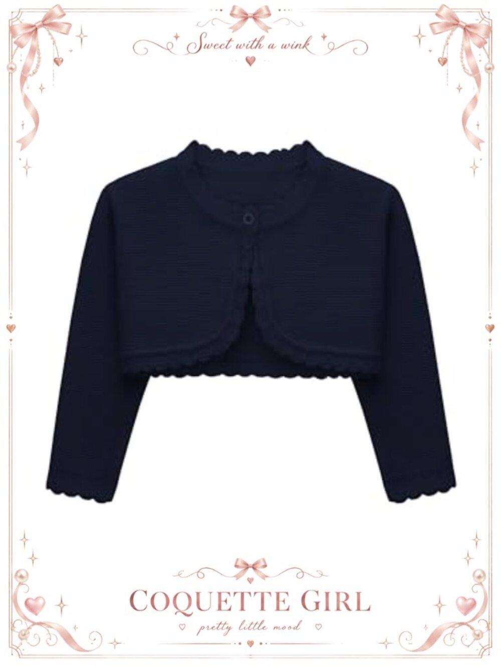 Girls Long Sleeve Knit Button Cardigan Bolero Shrug